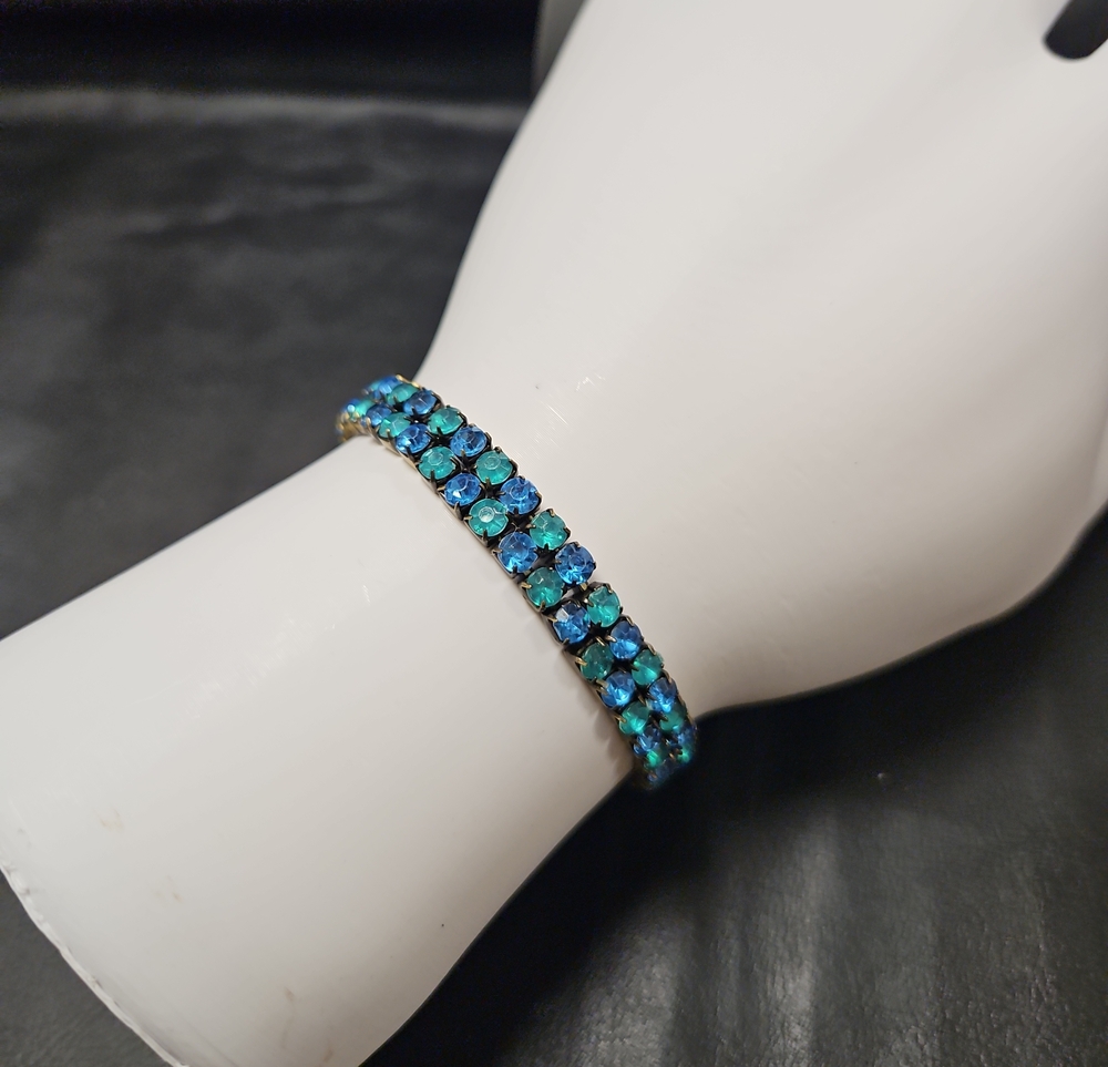 Blue-Green Crystal Tennis Bracelet - Women Jewelry